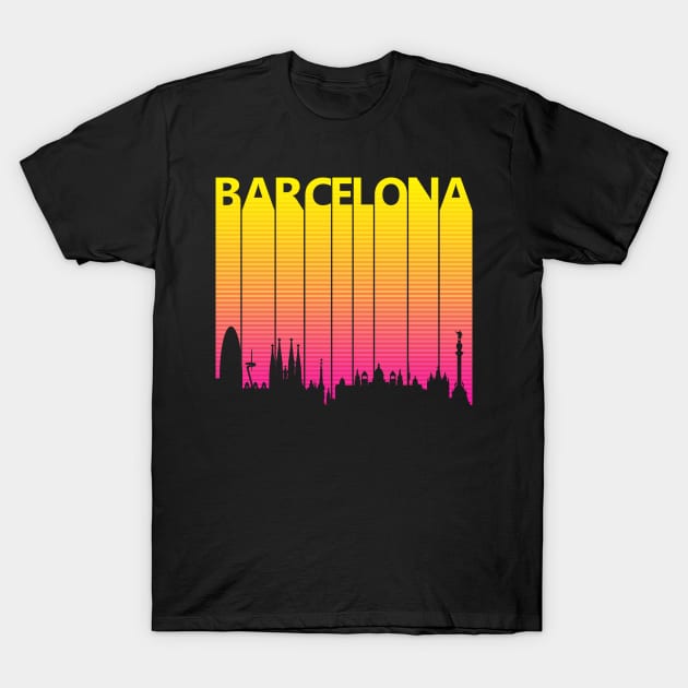 Retro 1980s Barcelona Skyline T-Shirt by GWENT